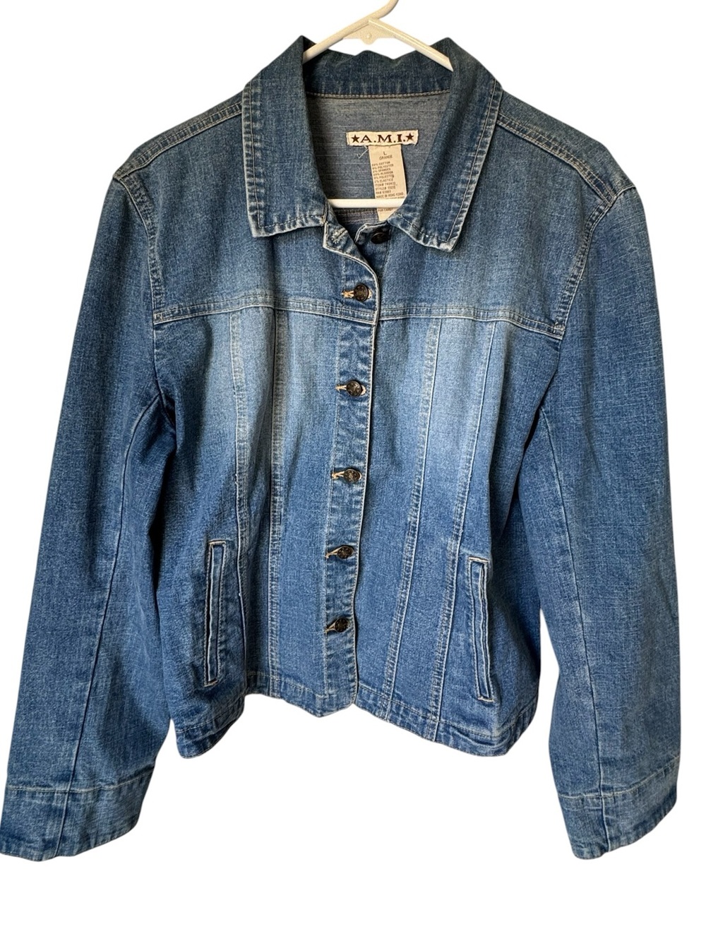 Vintage AMI Classic Blue Denim Jean Jacket Women's L MINTY